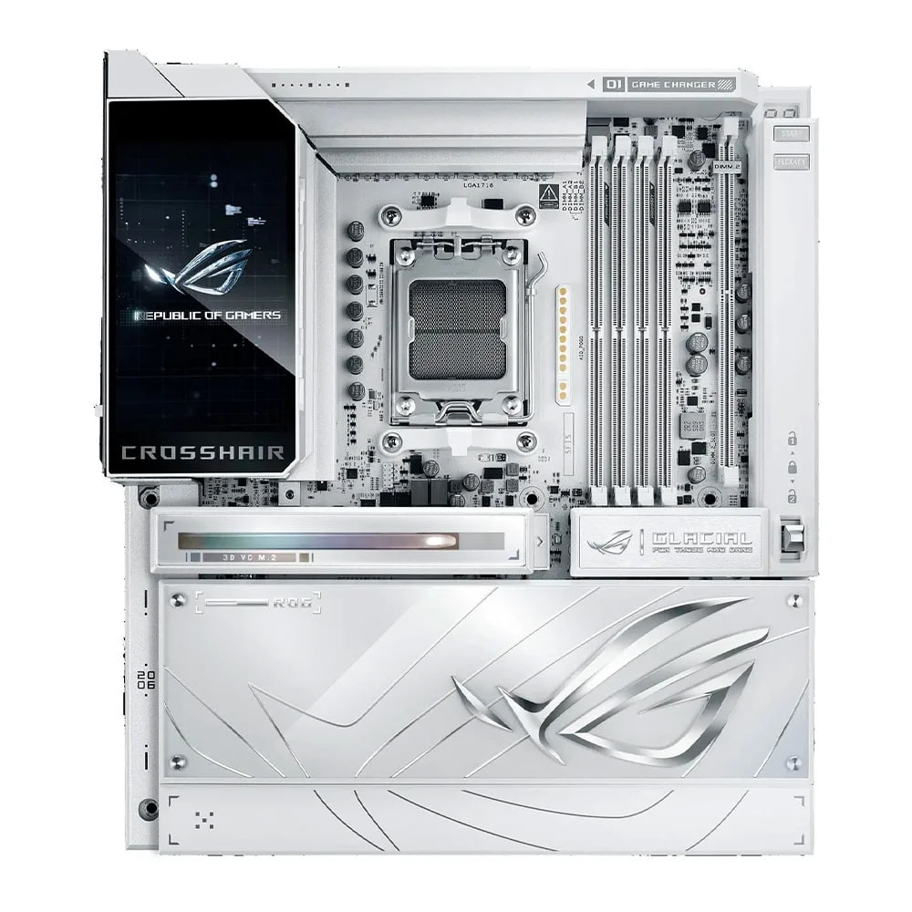 placa mãe asus rog crosshair x870e glacial amd am5 atx ddr5 wi-fi 7 bluetooth branco 90mb1nq0-m0eay0