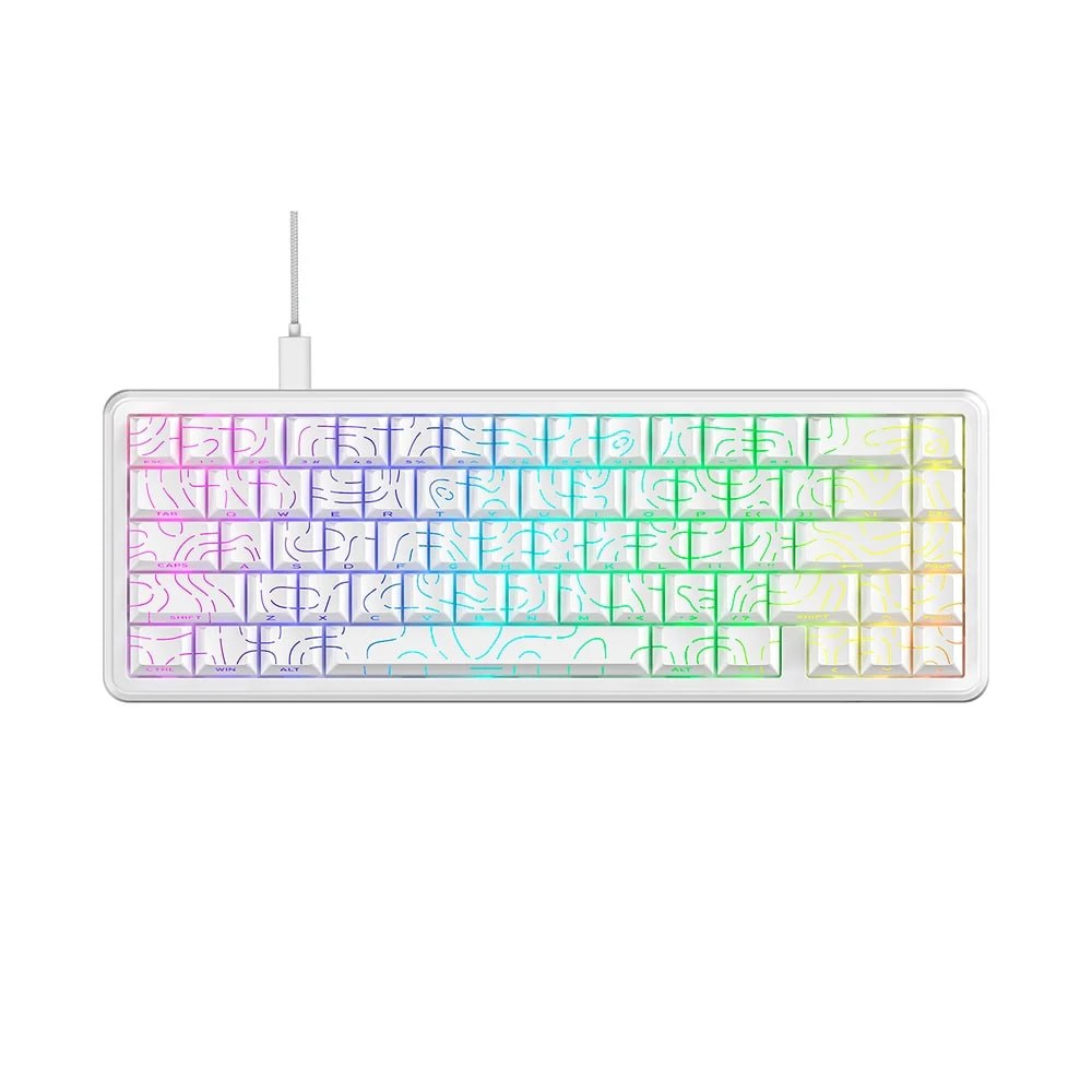 teclado gamer attack shark x65 he white contour line branco e cinza as-x65he-wcl