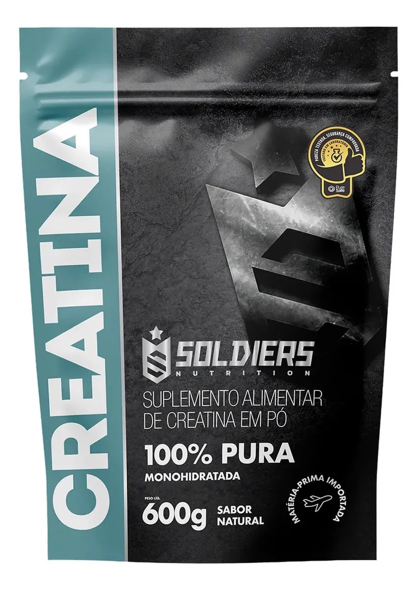 suplemento soldiers nutrition creatina 600g monohidratada em pó 100% pura