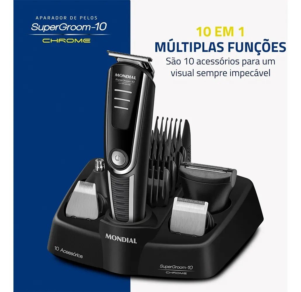 aparador de pelos mondial supergroom-10 bivolt bg-10