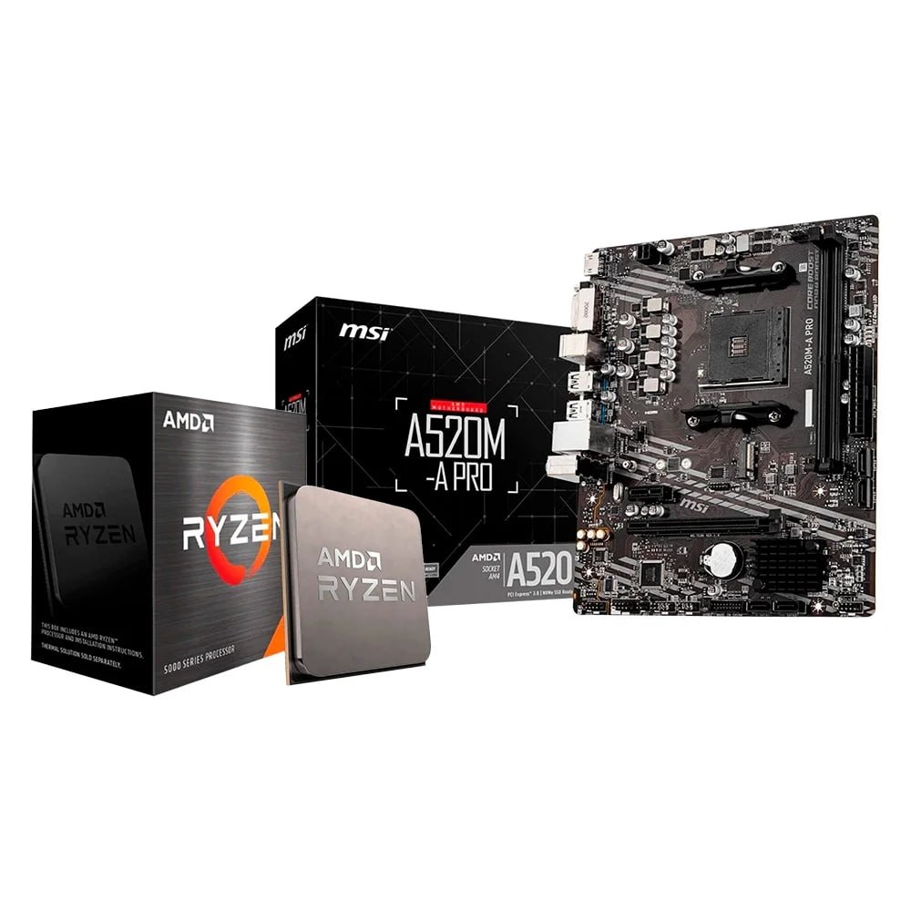 kit upgrade amd ryzen 5 5500 placa mãe msi a520m-a pro