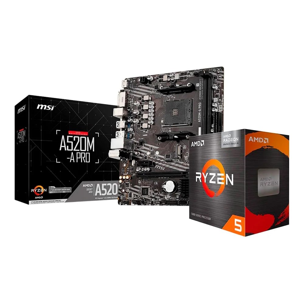 kit upgrade amd ryzen 5 5600gt placa mãe msi a520m-a pro