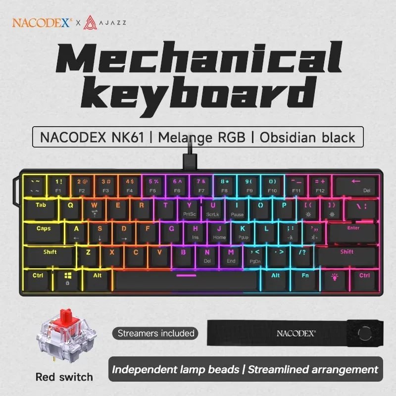 teclado ajazz nk61 60% hot-swap
