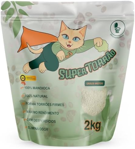 ração e produtos para pets super torrão areia higiênica sanitária natural 100% mandioca 2kg