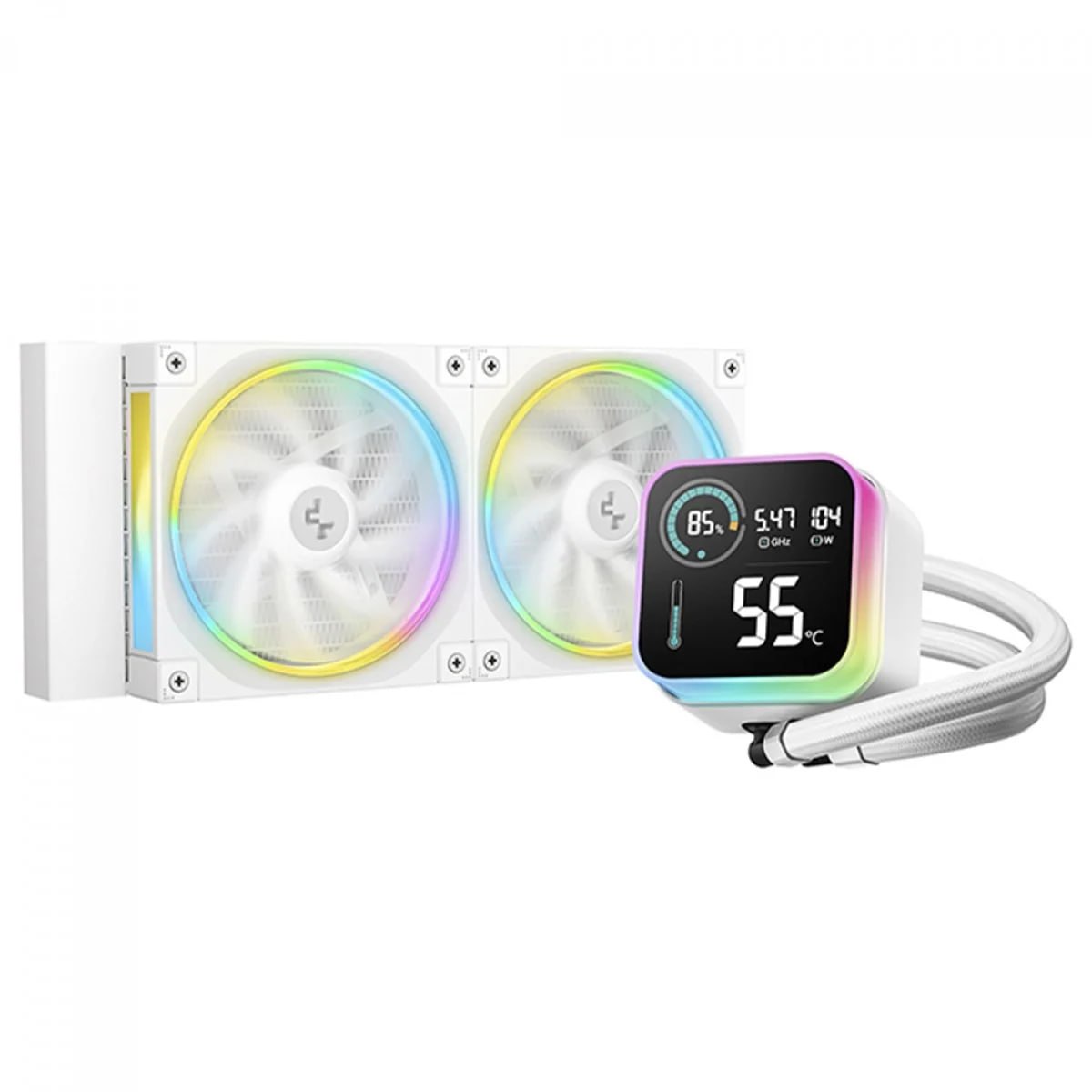 refrigeracao liquida deepcool lq240 wh argb 240mm com display intel amd branco r-lq240-w hdsmc-g-1
