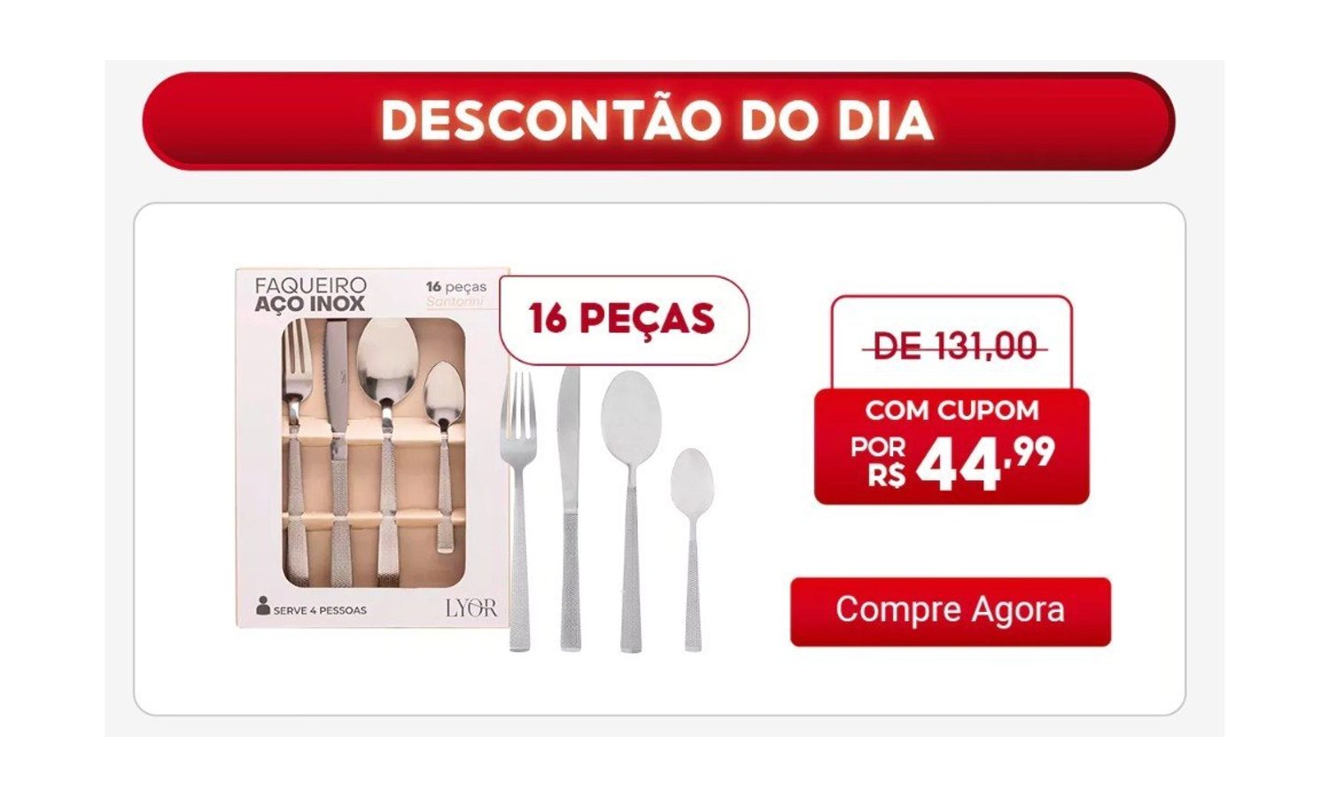talheres lyor santorini 16 peças aço inox premium prata