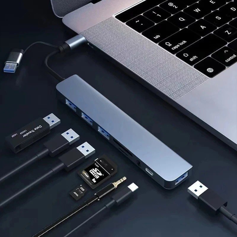 acessórios usb hub usb type c 8 em 1 leitor de cartão