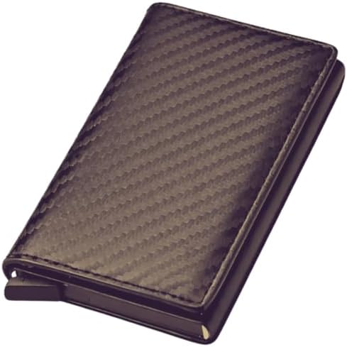 Carteira Slim Premium com Bloqueio RFID, Fibra de Carbono, Porta Cartões Masculina Feminina, Anti Furto, Capacidade 6 Cartões MARROM