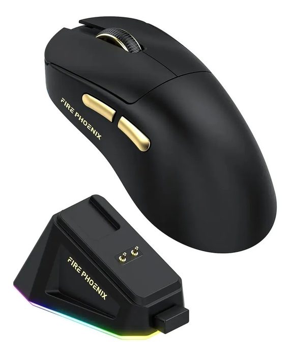 Mouse Gamer Sem Fio Fire Phoenix 24000dpi Paw3311 Bk-r3x Pro Cor Preto