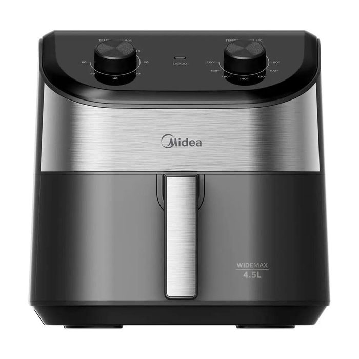 Fritadeira Midea Air Fryer 4,5L, design de dois botões, ampla faixa de temperatura de 80°C a 200°C, prato antiaderente para vegetais, 1550W,
