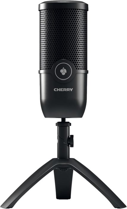 Cherry UM 3.0, microfone USB para podcast, streaming e uso em casa, padrão polar cardioide, conector de fone de ouvido, compatível com PC/Ma