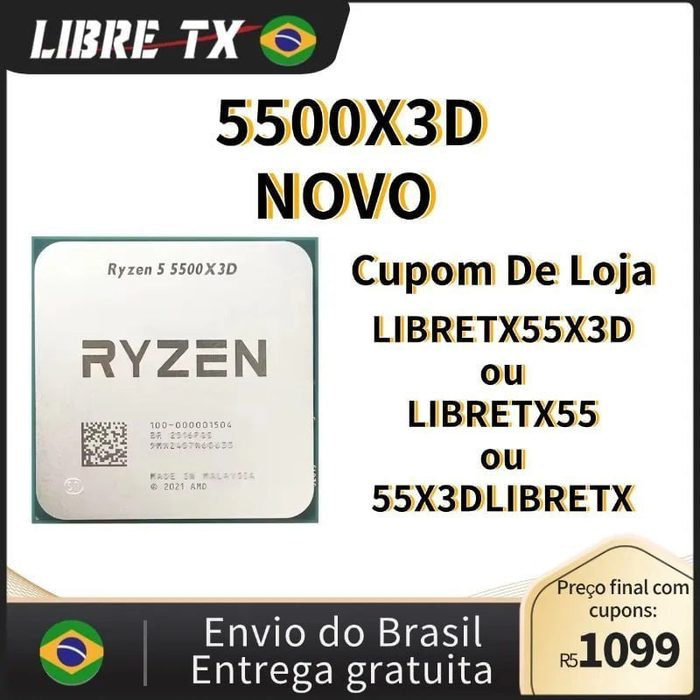 Ryzen 5 5500X3D Novo / Parcelado