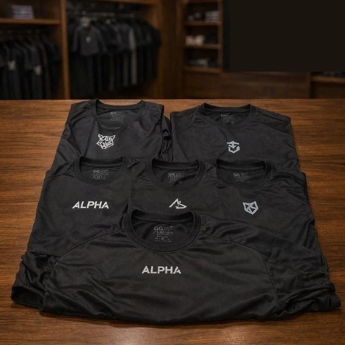 Kit 5 Camisetas Dry All Black Alpha