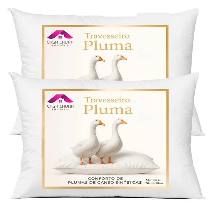 2 Travesseiro Plumas de Ganso Confort Plumas Sintética 70x50 Super Macio