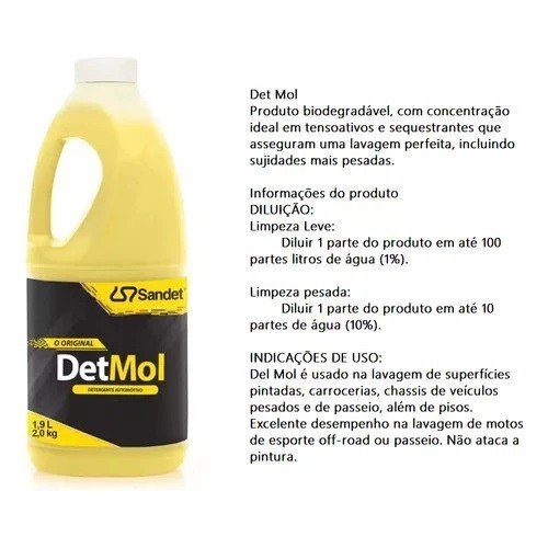 Shampoo Limpeza Pesada 1,9L Lava Moto Off Road Carro Detmol Sandet