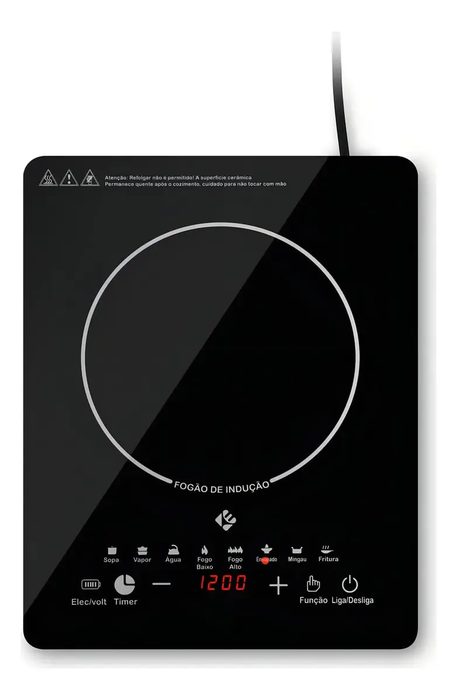 Cooktop de Indução 1 Boca Preto Painel Touch Screen