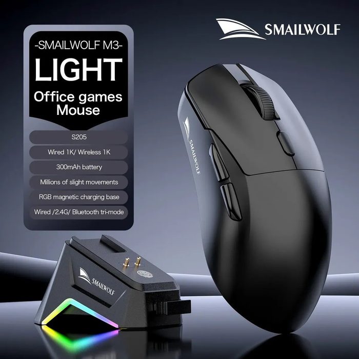 Mouse Sem Fio Com Dock SmailWof M3 Tri Mode 300mAh Sensor S205