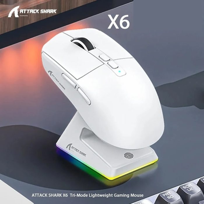 Mouse Gamer Sem Fio Attack Shark X6 Tri Mode