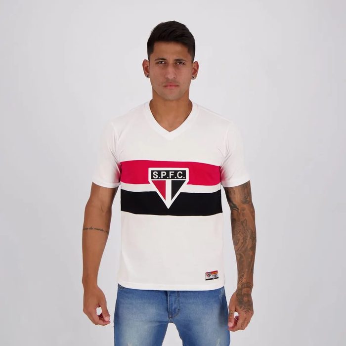 Camisa São Paulo Retrô 1980 Paulistão Branca Branco Up