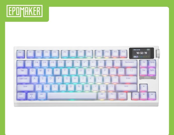 Teclado Mecânico Epomaker G84 Pro, Knob de volume, Tela