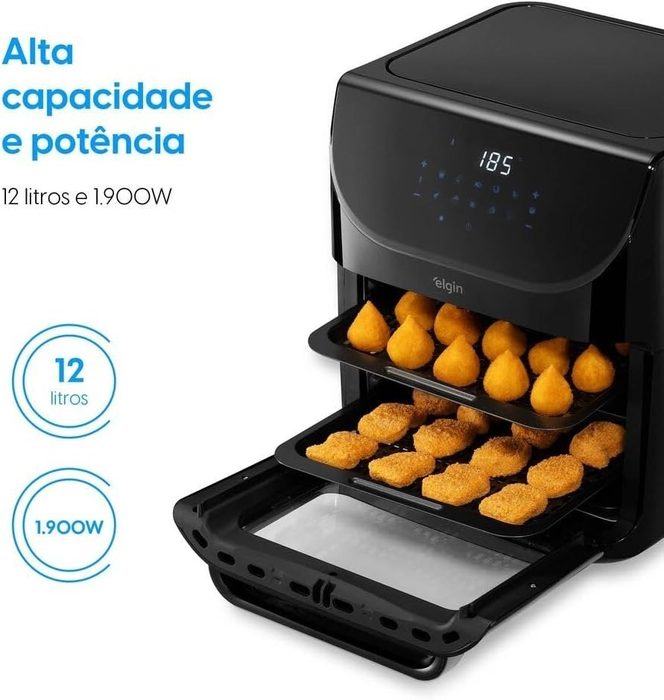 Fritadeira Air Fryer Family Oven Fry Elgin 12L 1.900W 10 funções e Painel Digital