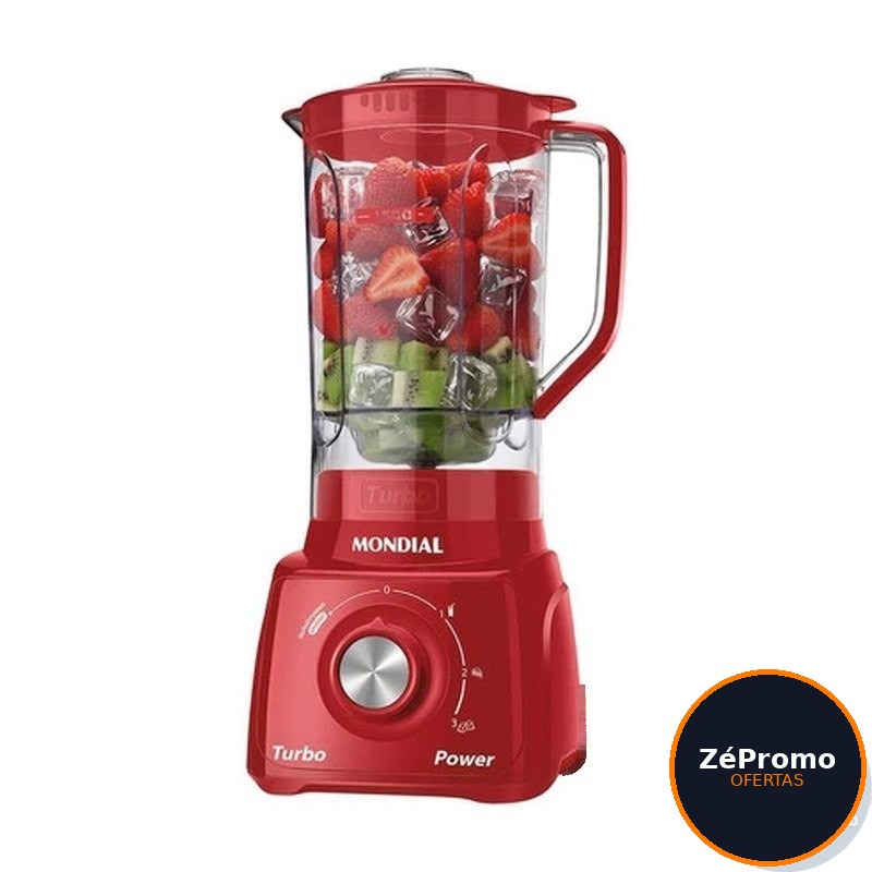 liquidificador mondial l-99 turbo 550w 3 velocidades 110v vermelho