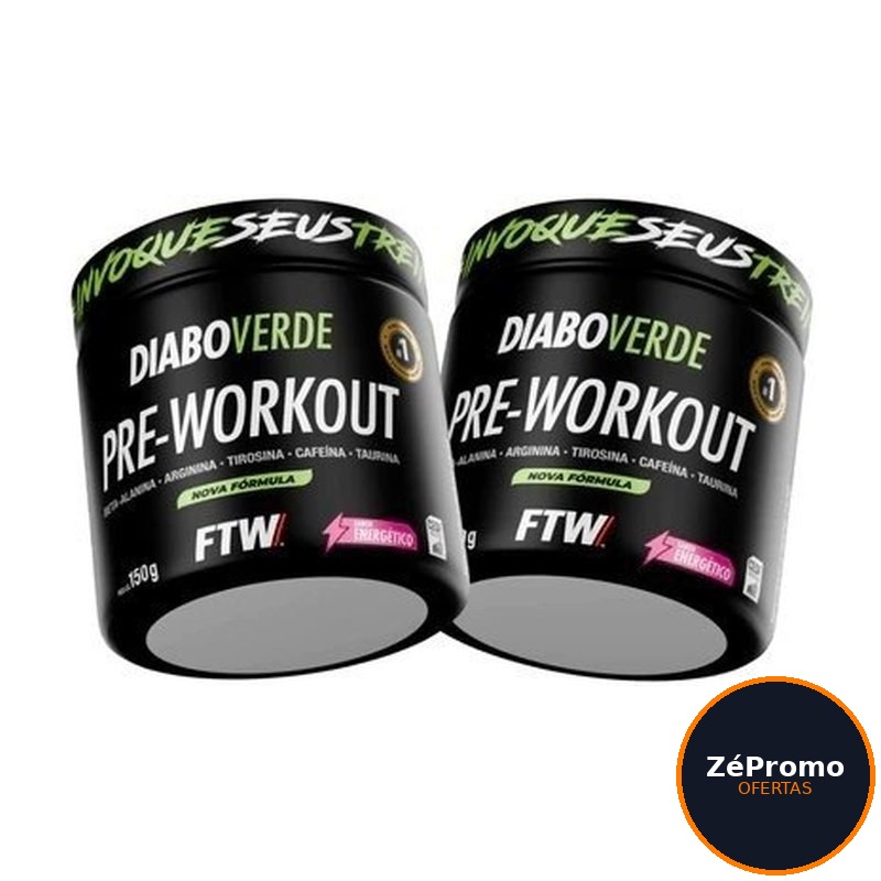 suplemento esportivo ftw pré treino diabo verde kit 2x 150g