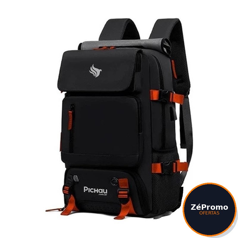 mochila pichau vulcan preto e vermelho