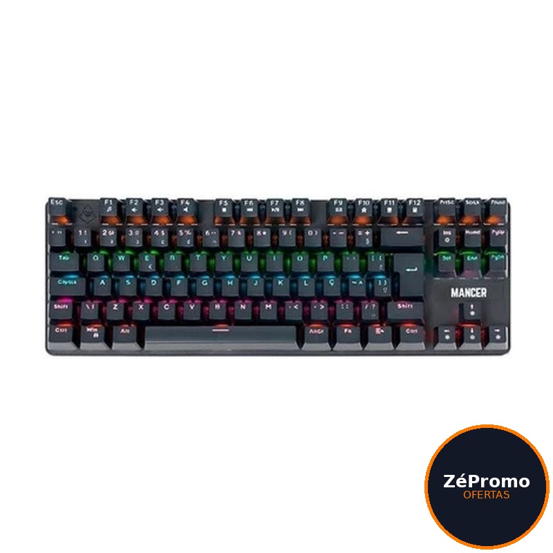 teclado mecânico mancer shade mk3 rainbow switch huano vermelho preto