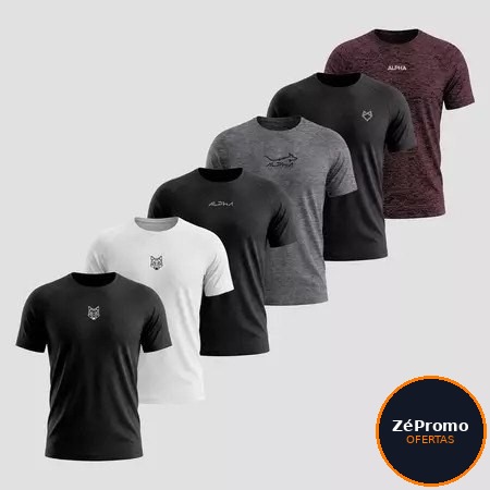 roupas alpha co kit 6 camisetas mais procuradas