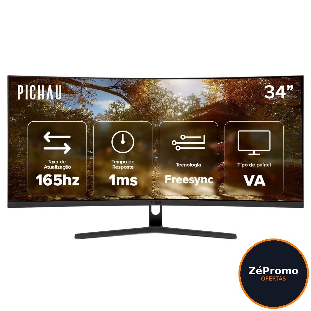 monitor gamer pichau nexus 34 neo s 34 pol va ultrawide curvo wqhd 1ms 165hz