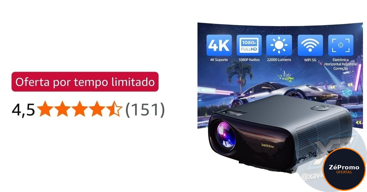 projetor bettdow projetor 4k 22000 lumens 1080p full hd wifi 5g bluetooth 5.1