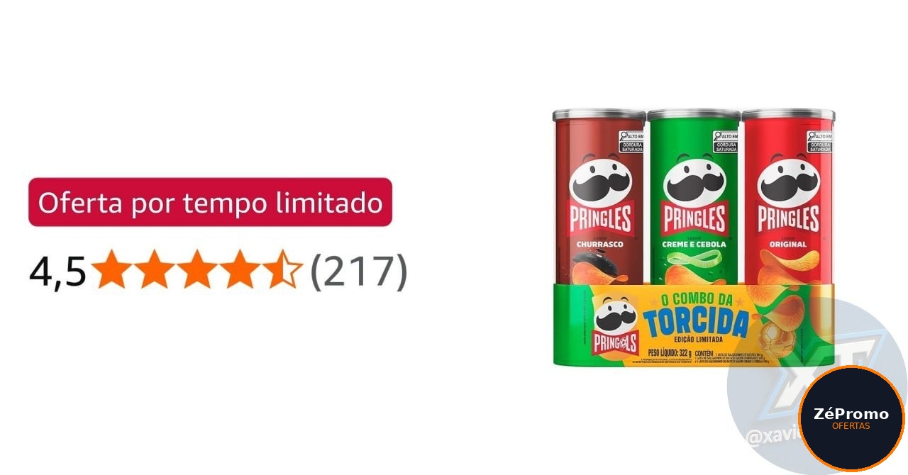 salgadinho pringles tripack festa do futebol 322g