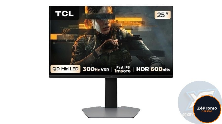monitor gamer tcl 25g64 qd-mini led 300hz 1ms freesync premium