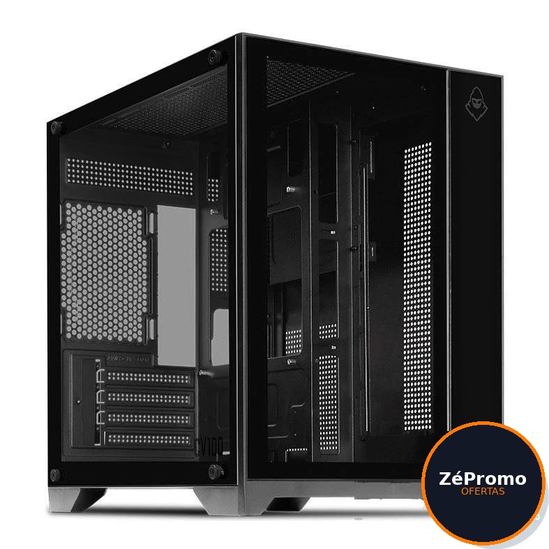 gabinete gamer mancer cv100 mid-tower lateral de vidro preto