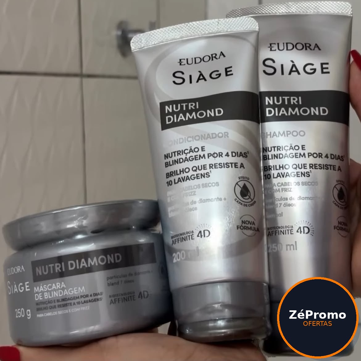 cuidados capilares eudora siàge nutri diamond shampoo condicionador máscara