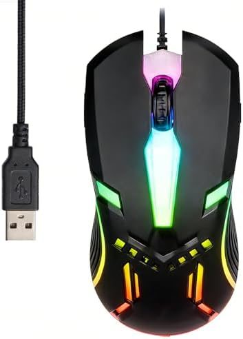 Mouse Gamer RGB com Efeito de Ondas de Cores, 2 Botões Programáveis, Design Ergonômico, Cabo Trançado, Conector Banhado a Ouro e até 8.000 D