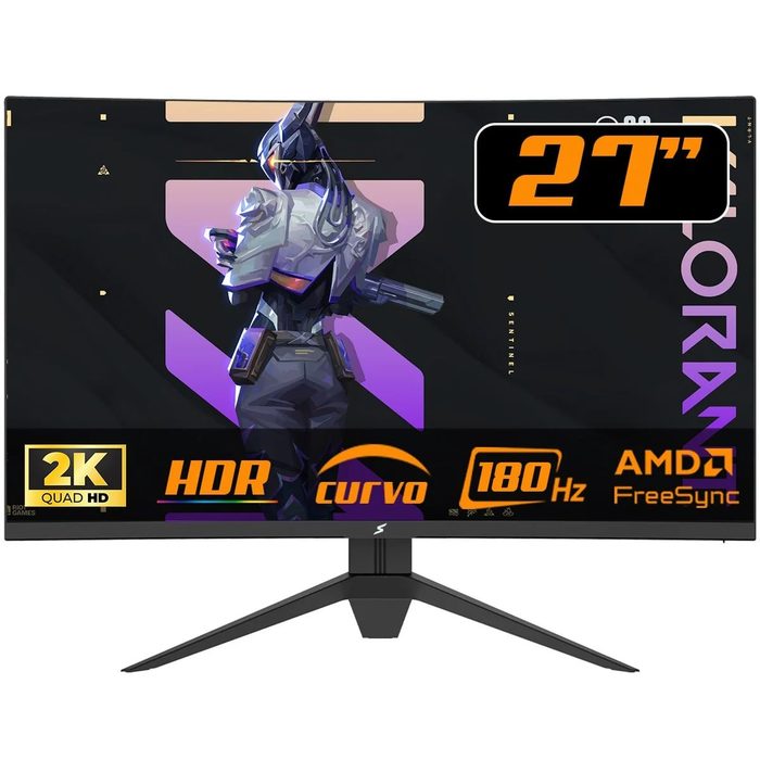Monitor Gamer SuperFrame Precision, 27 Pol, Quad HD, Curvo, 180Hz, FreeSync/G-Sync, HDMI/DP, SFPCCB-27180-QHD