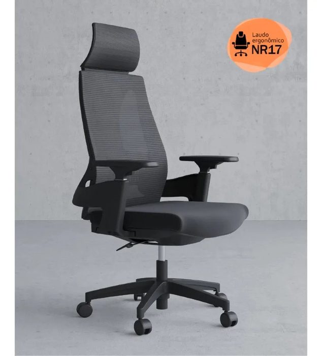 Cadeira De Escritório Presidente NR17 HomeNow Ergonômica Premium Toledo Cor Preto
