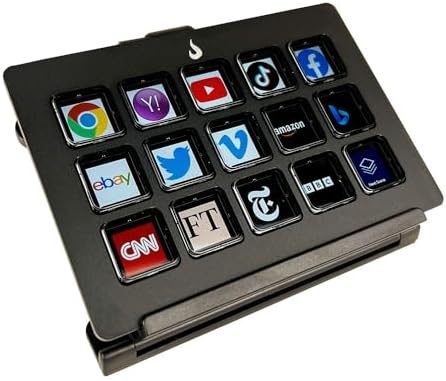 Mesa Controladora de Stream Rise Mode Vision 02 Alumínio, 15 Teclas LCD, Premium, Preto - RM-MC-02-B