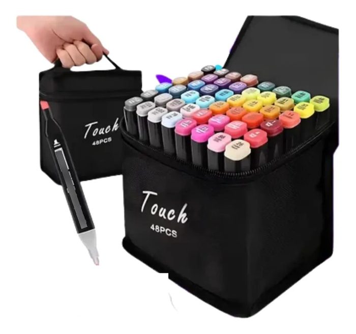 canetas kit estojo touch ponta dupla 48 cores