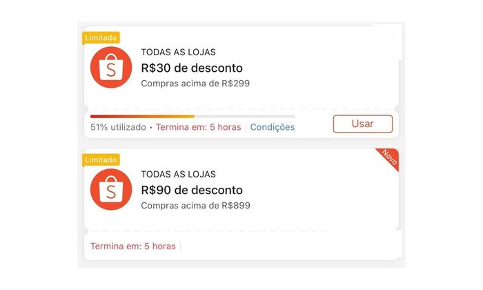 Cupons Ativos Shopee