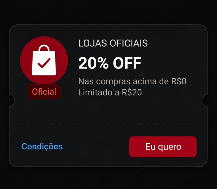 Cupom 20% off em Lojas Oficiais