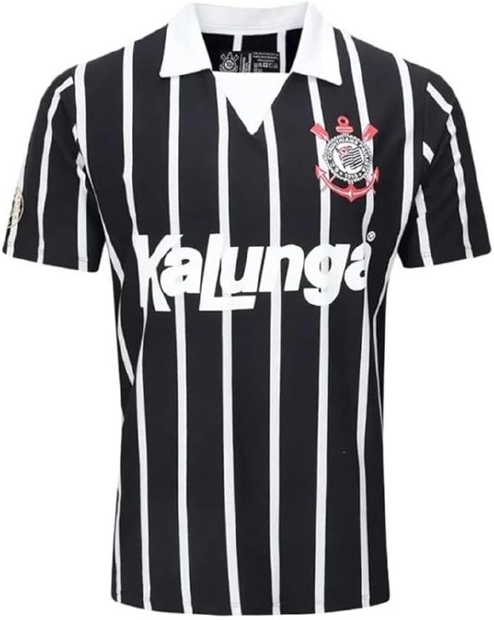 camisa polo corinthians retrô kalunga masculina preta