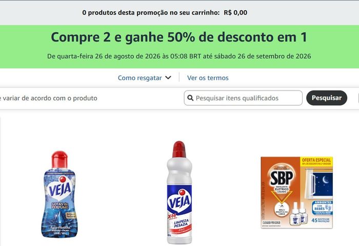 Compre 2 e ganhe 50% de desconto em 1