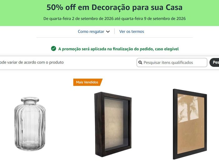 🏷 50% off em Decoração para sua Casa