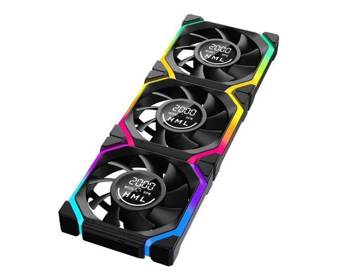 Kit 3 Fans Magnéticas Jungle Leopard Galaxy V2 ARGB 5V Reverse ou Normal 360mm Magnética, Contador RPM no Meio das Fans