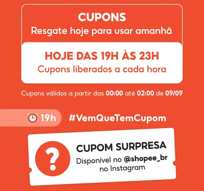 Cupons Shopee Liberados a cada hora !