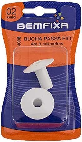 bucha bemfixa passa fio 08mm branca 2 unidades