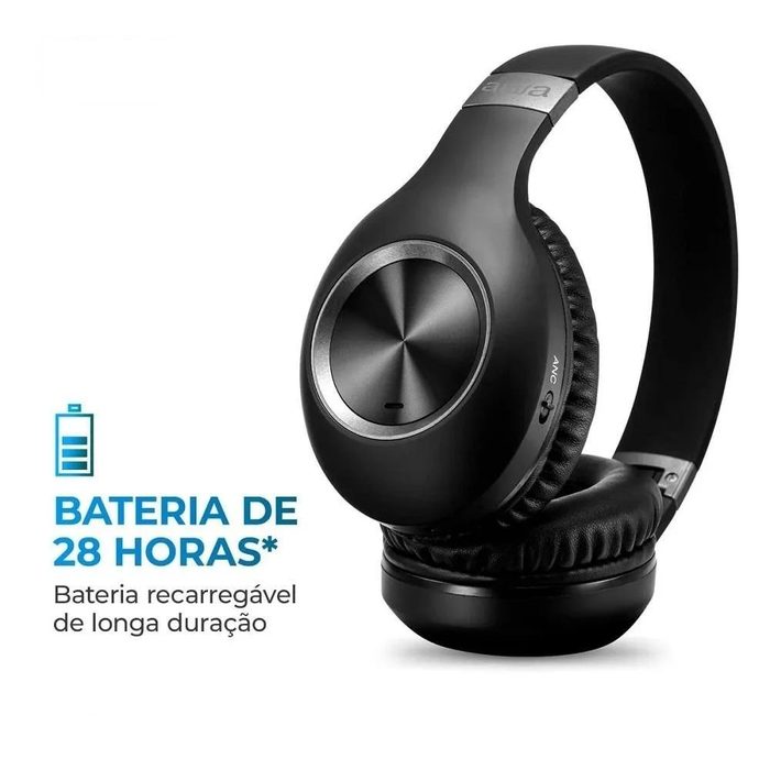 Fone De Ouvido Aiwa Aws-hp-02-b Bluetooth Preto